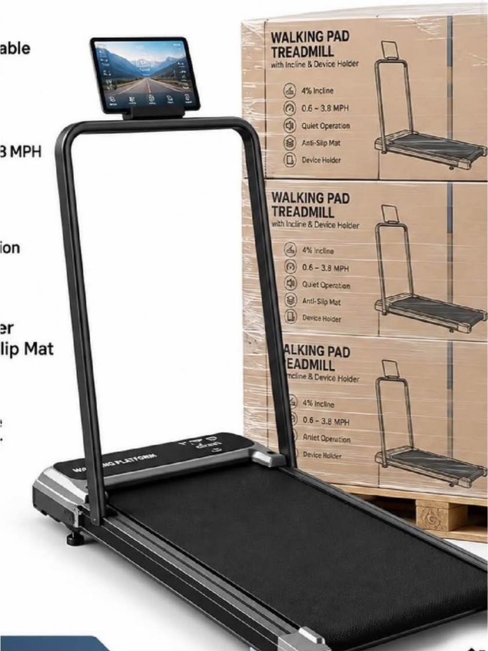 Tablet device holder on treadmill